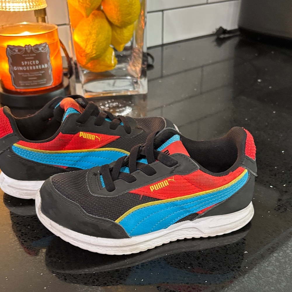 Puma Kids' Sneakers in Black with Blue and Red Accents - Picture 2 of 6